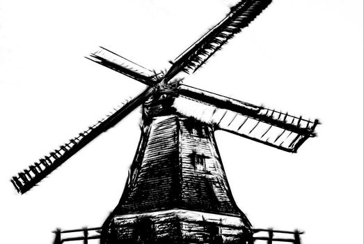 Old windmill in Germany at the Elbe