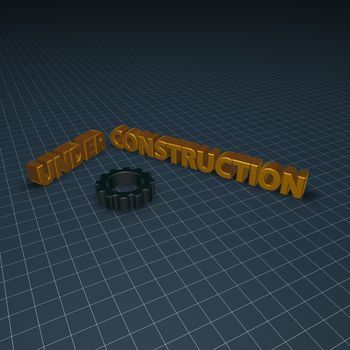 under construction text and gear wheel - 3d illustration