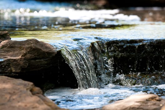 Up-close view of stream waterfall