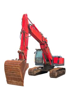 Red excavator separated