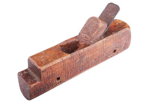 Old wooden jointer isolated on a white background