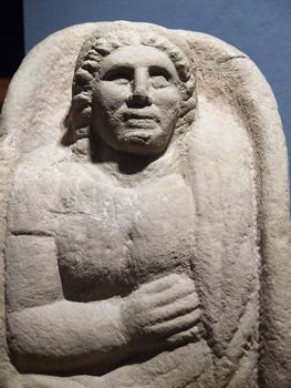 Etruscan gravestones. Chiusi, Tuscany, Italy