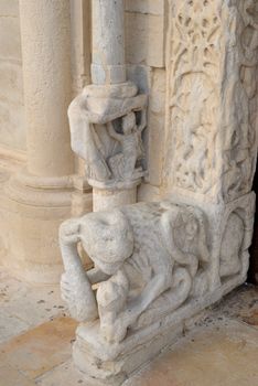 Detail view of the portal window of the facade Cathedral of Trani - Apulia - ITALY