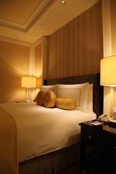 Luxury Hotel Room at Night in Bedroom