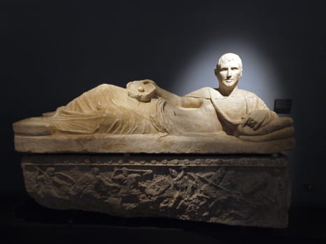 alabaster sacrophagus. From colle del Vescovo / 3rd century B.C./