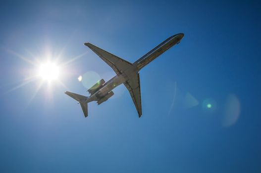 jet approaching and departing airport