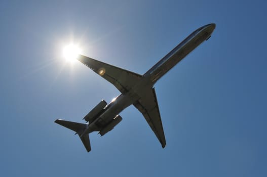 jet approaching and departing airport