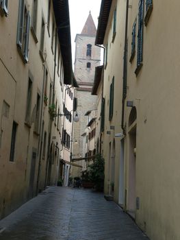 Picturesque street in antique center Arezzo, Tuscany