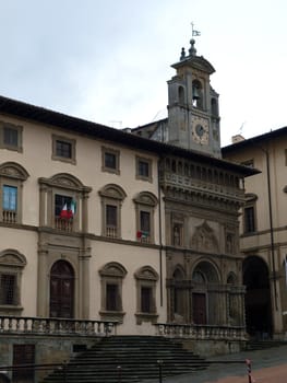 Piazza Grande - the old Tribunal Palace and the Lay Fraternity. Arezzo , Tuscany
