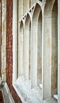 Row of gothic window arches on an English house