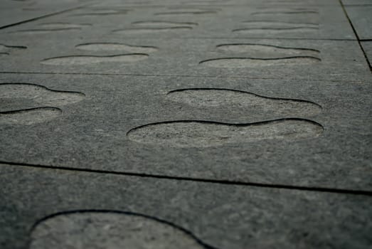 shoeprint in granite stone