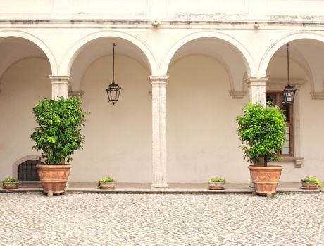 Patio in Gardens of Villa d'Este, Tivoli,  Italy