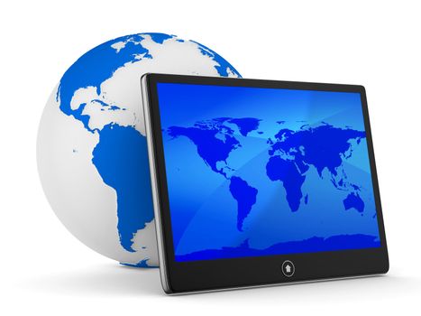 tablet on white background. Isolated 3D image