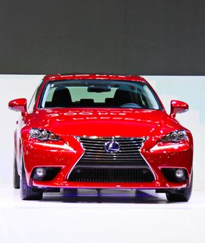 BANGKOK, THAILAND - April 2- Red Lexus is shown in Bangkok international motor show 2013 on April 2, 2013 in Bangkok, Thailand.