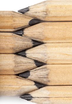 Macro view of group of lead pencils