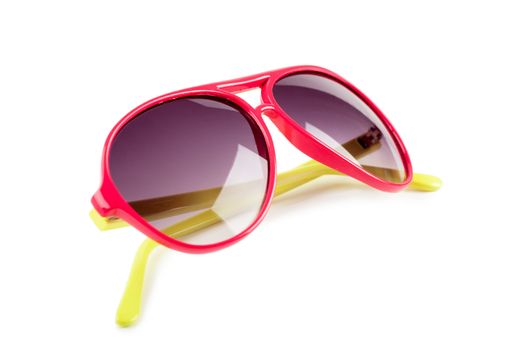 Closeup view of sunglasses isolated over white background