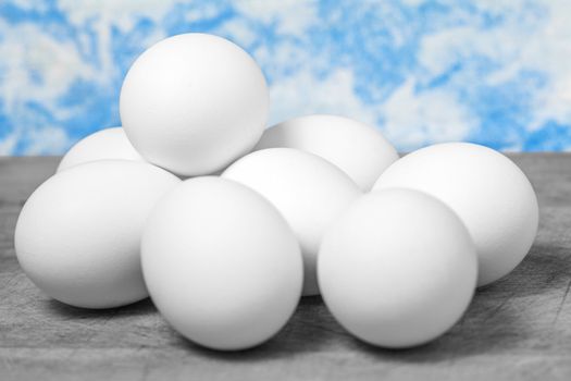 Chicken eggs on kitchen table