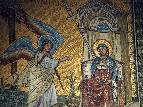 Chiusi - The Romanesque Cathedral (Duomo) of San Secondiano, built around 560 AD over a pre-existing basilica, and renovated in the 13th century. Mosaic with scenes from the life of Virgin Mary