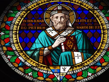 magnificent stained glass window in the cathedral of San Secondino - Chiusi , Tuscany