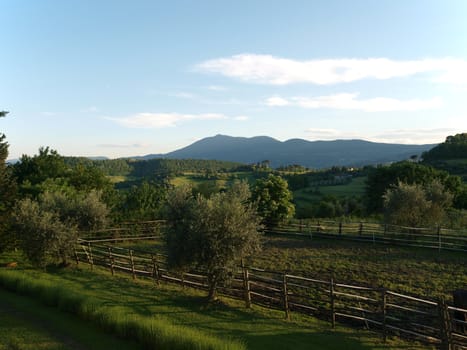 The beautiful landscape of Tuscany. View of the hills between Montepulciano and Pienza