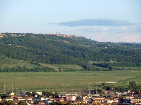 The beautiful landscape of Tuscany. View of the hills between Montepulciano and Chiusi
