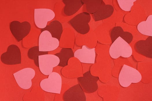 Valentines day background with many paper hearts