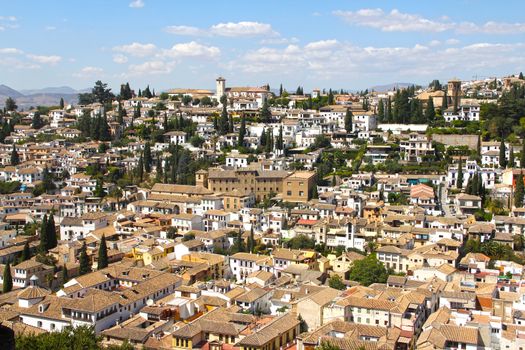 View on Alhambra, Granada and beautiful spanish landscape