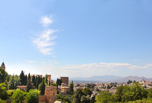Panoramic view on ancient city of Alhambra