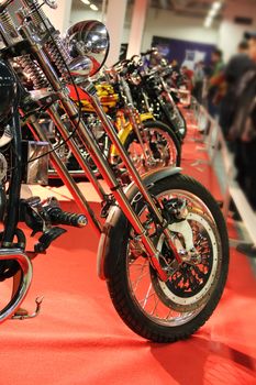 Row of Motocycles on motocycle exhibition