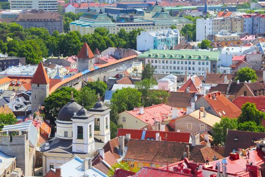 Top panoramic view on Surrounding wall of old Tallinn