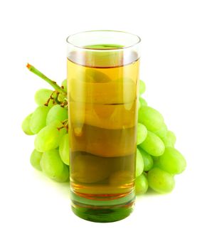 Grape juice with grapes isolated on white