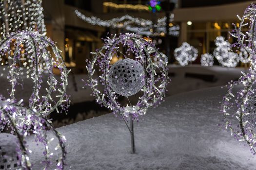  Beautiful decoration for the cold winter night in the streets of Dix30, Brossard, Quebec, Canada