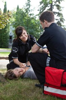 EMS team getting positive life signs from patient