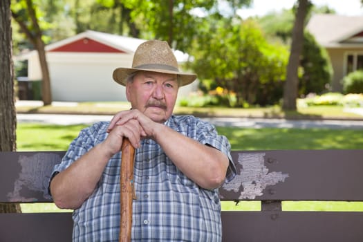 Portrait of senior man spending time in park