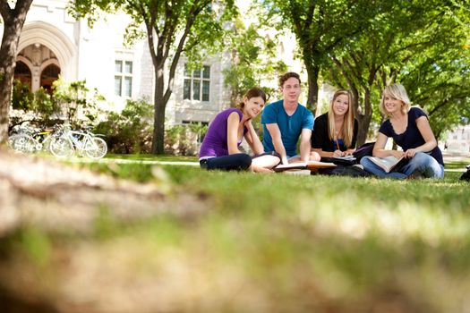 Group study session with four students