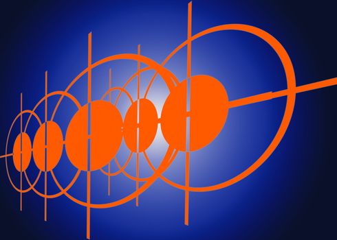 Orange abstract on blue background