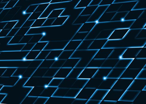 abstract square pixel mosaic blue background
