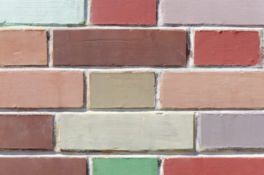 brick wall structure detail in many colors