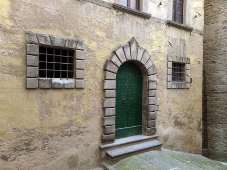 stairs and doors to the old house in Tuscany