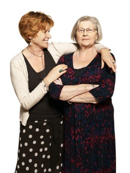 Studio shot of two women. Mother and Daughter.