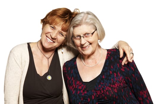 Studio shot of two women. Mother and Daughter.