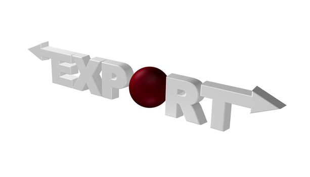 the word export with arrows - 3d illustration