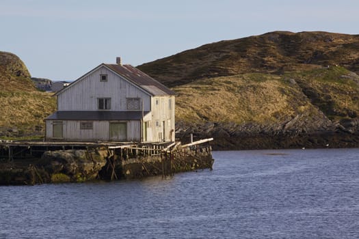 Old abandoned wooden house on norwegian coast