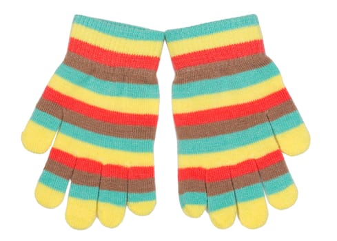 striped knitted gloves isolated on white