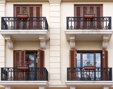 facade with balconies in the colonial style