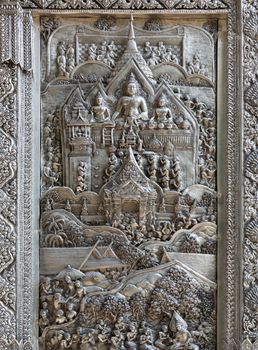 Silver Struck panels in silver temple Wat Sri Suphan, Chiang Mai