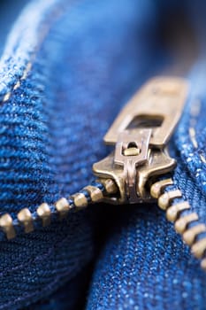 zipper on jeans close-up