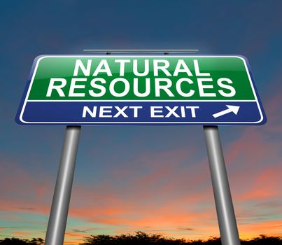 Illustration depicting a sign with a natural resources concept.