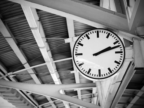 Public clock in railway station, Bangkok, Thailand 