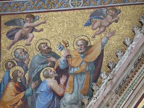 One of the many mosaics on the facade of the cathedral in Orvieto
